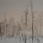 Yksin Metsässä 100 x 50 cm Oil acrylic and ink on canvas. 2007